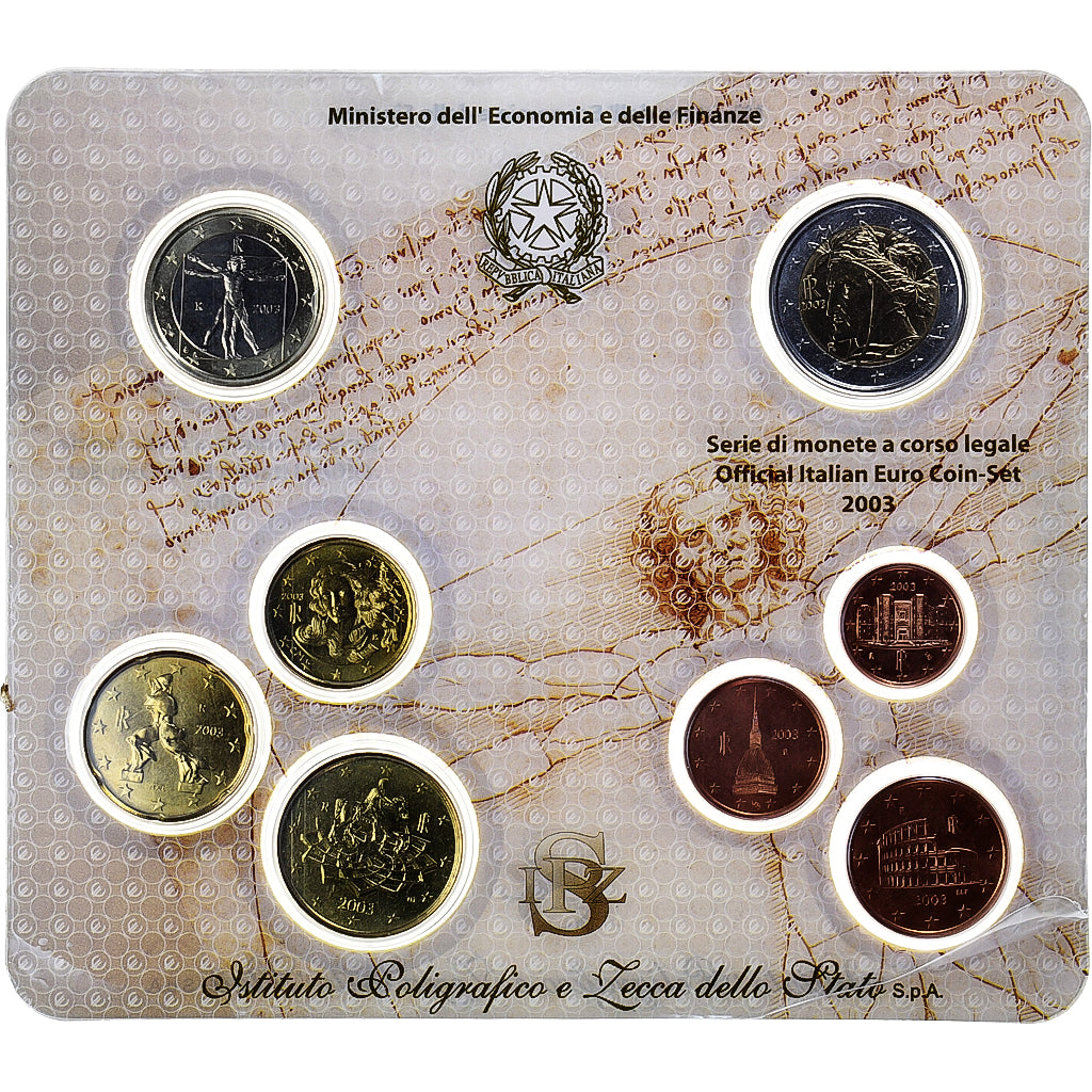 Włochy, Set 1 ct. - 2 Euro, Coin card.FDC, 2003, Rome, ND, MS(65-70)