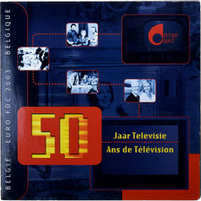 Belgium, Set 1 ct. - 2 Euro + Token, 50 Ans de Télévision, FDC, 2003