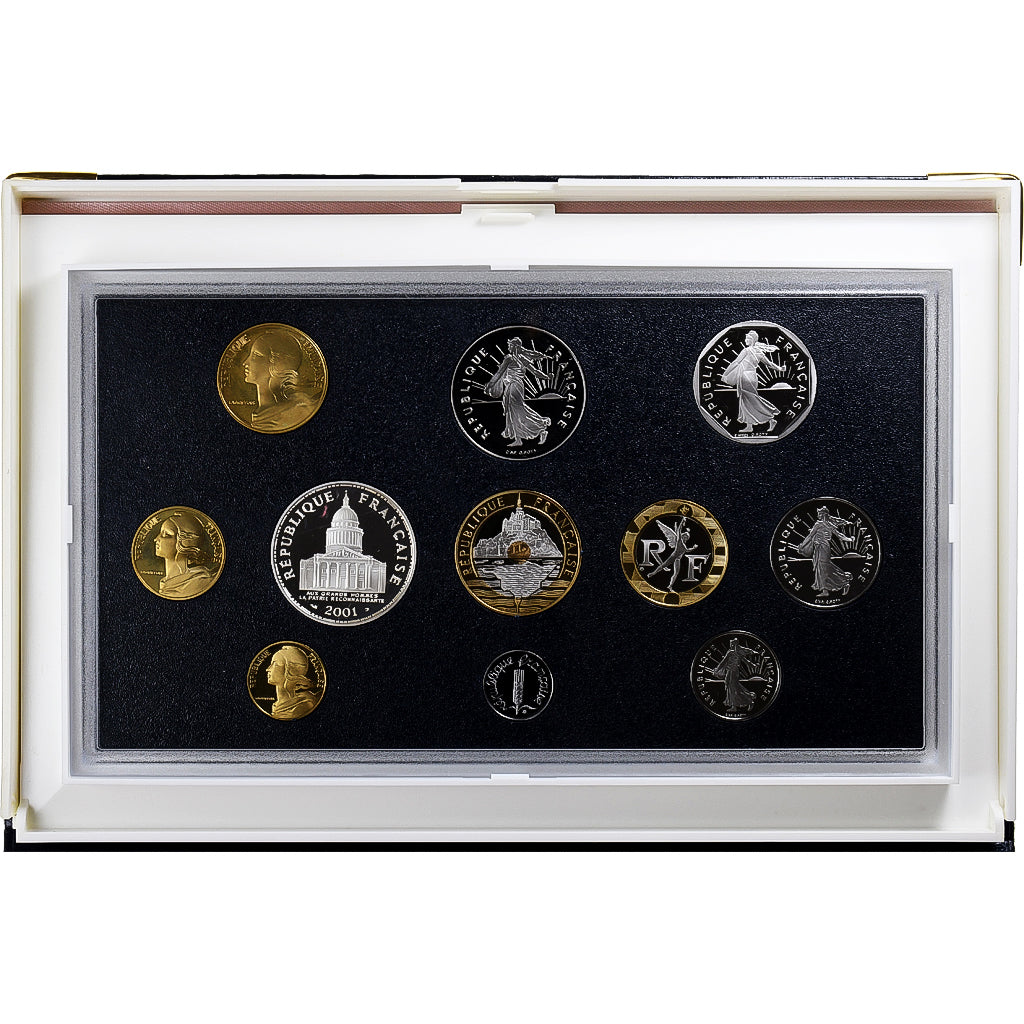 France, Coffret 1 c. à 100 frs., 2001, MDP, Proof, MS(65-70)