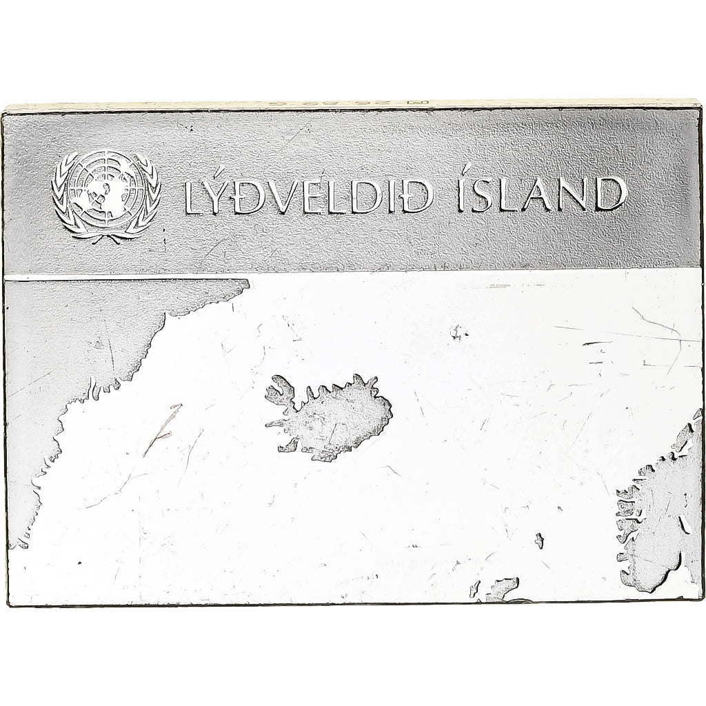 France, Medal, United Nations Flags, Iceland, Silver, AU(55-58)