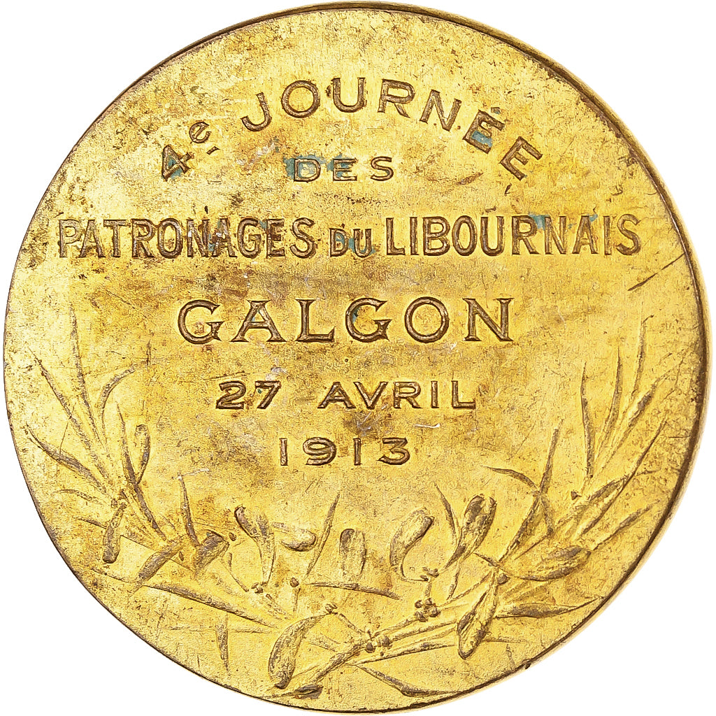 Francja, medal, Patronages du Libournais, Galgon, 1913, Brązowy, AU(55-58)