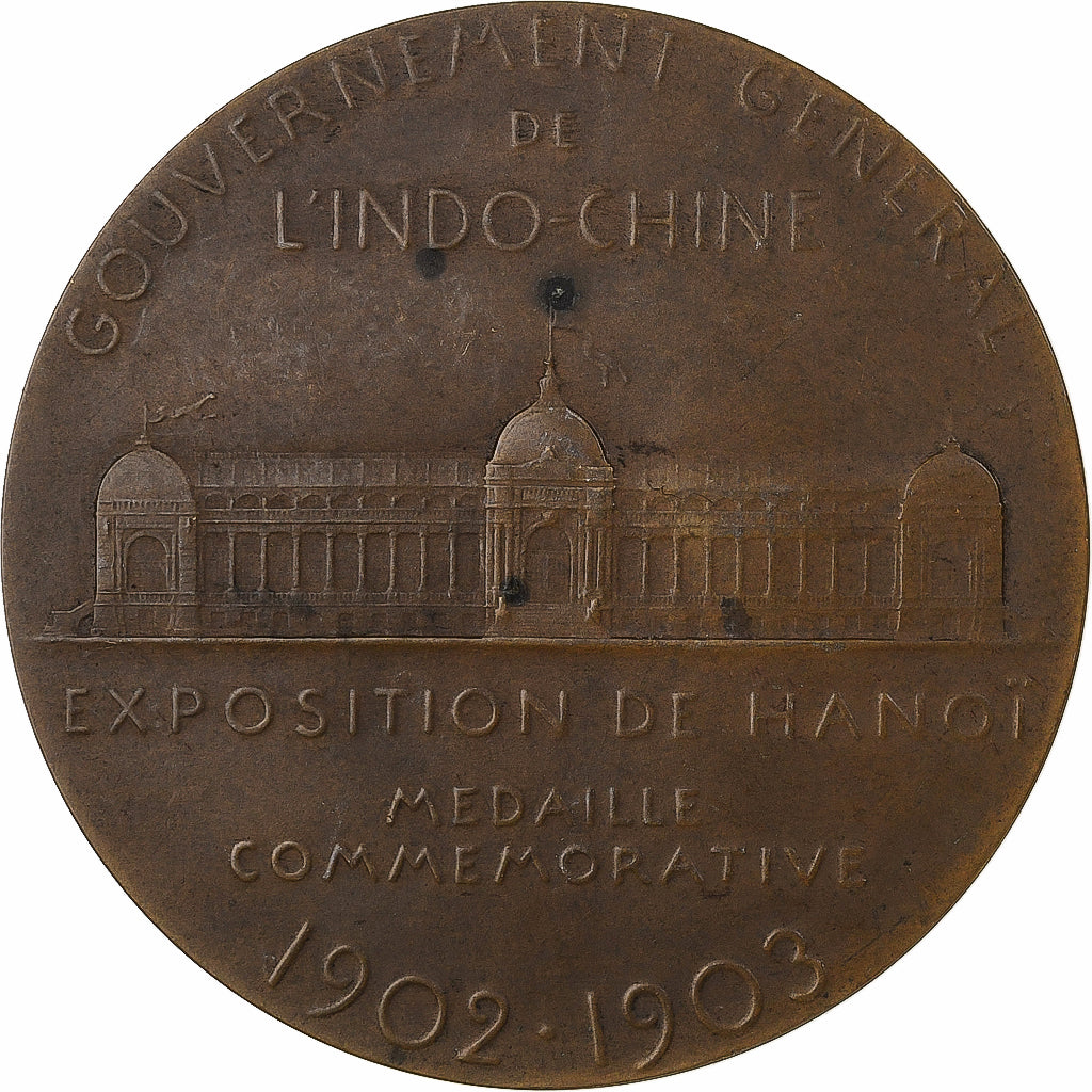 France, Medal, Indochine, Exposition de Hanoï, 1902-1903, Bronze, Roty
