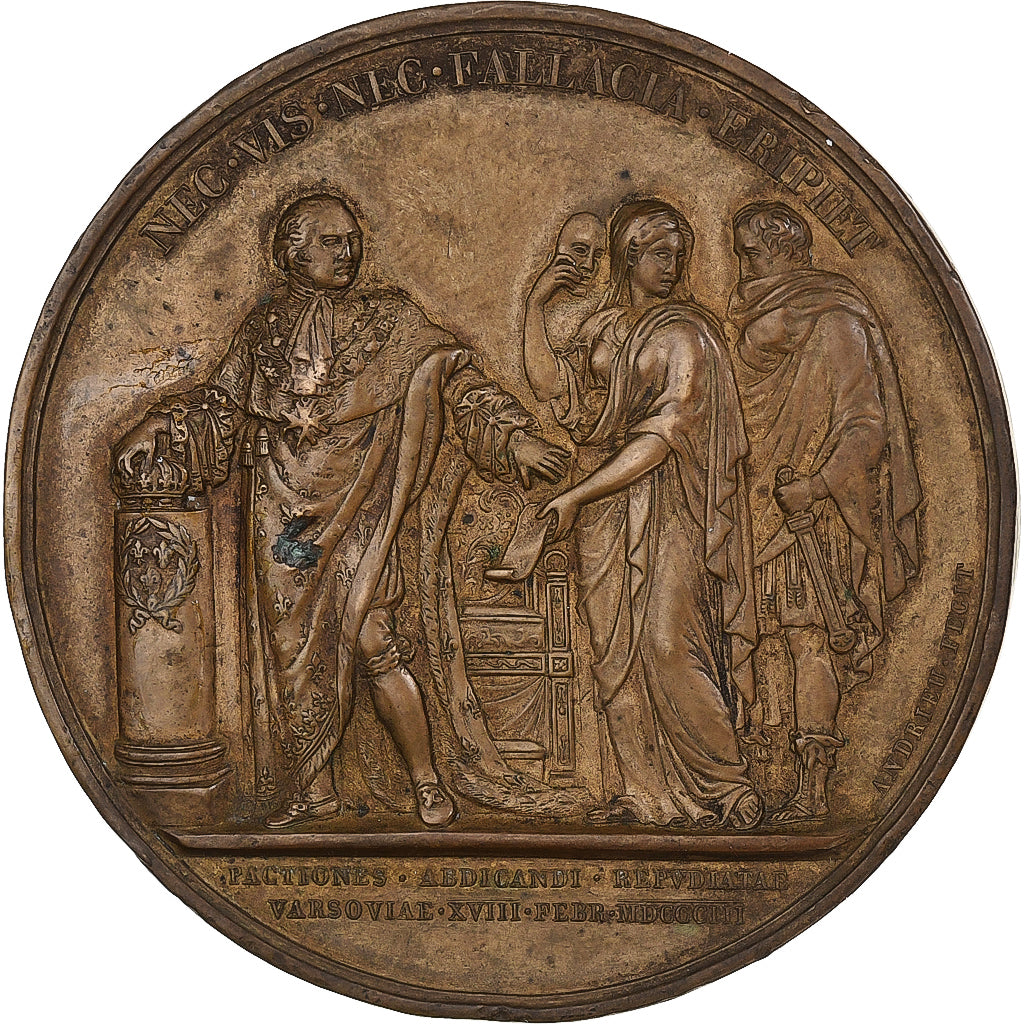 France, Medal, Refus d’abdication de Louis XVIII à Varsovie., 1803, Bronze