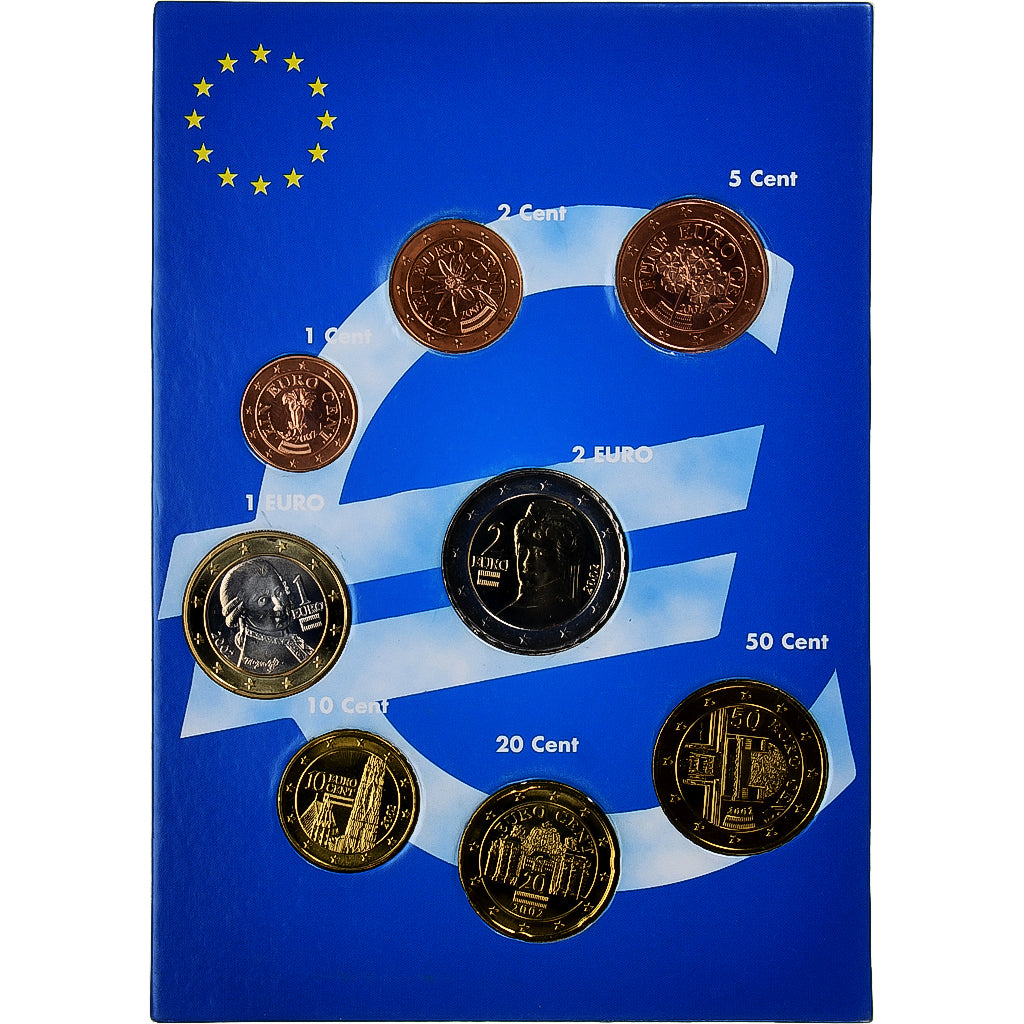 Austria, Set 1 ct. - 2 Euro, euro set, 2002, N.C., SPL