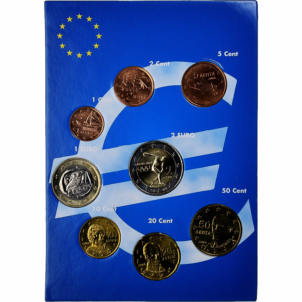 Greece, Set 1 ct. - 2 Euro, euro set, 2004, MS(63)