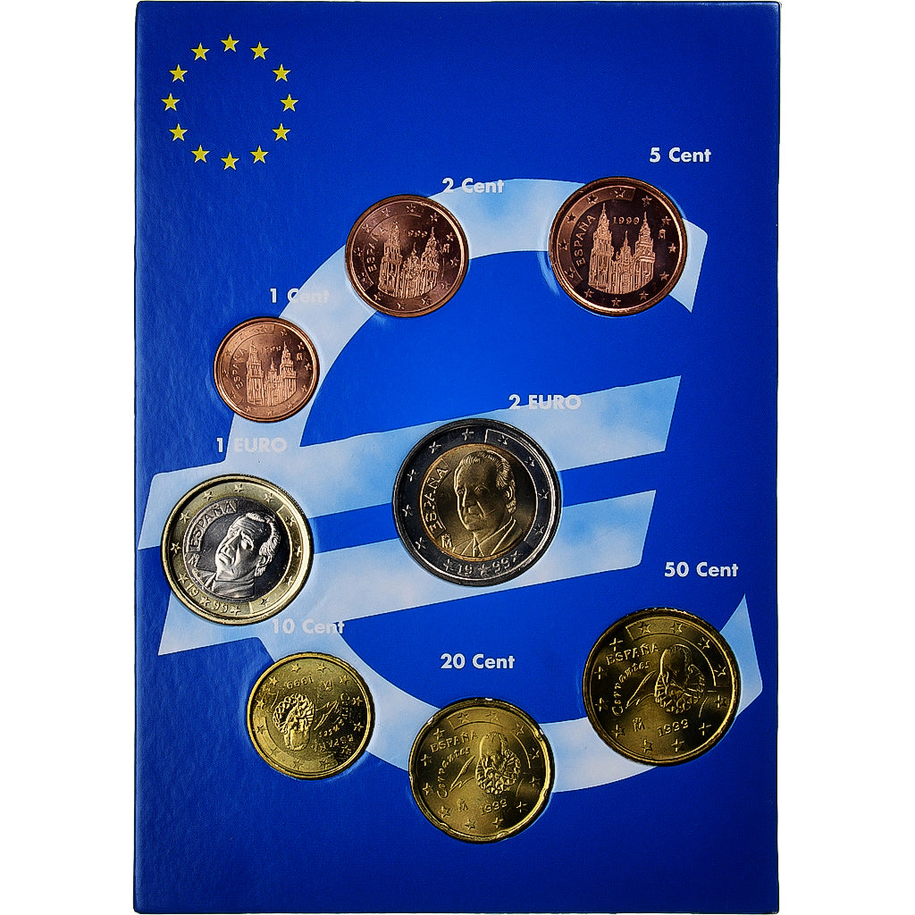 España, Set 1 ct. - 2 Euro, euro set, 1999, Sin información, SC