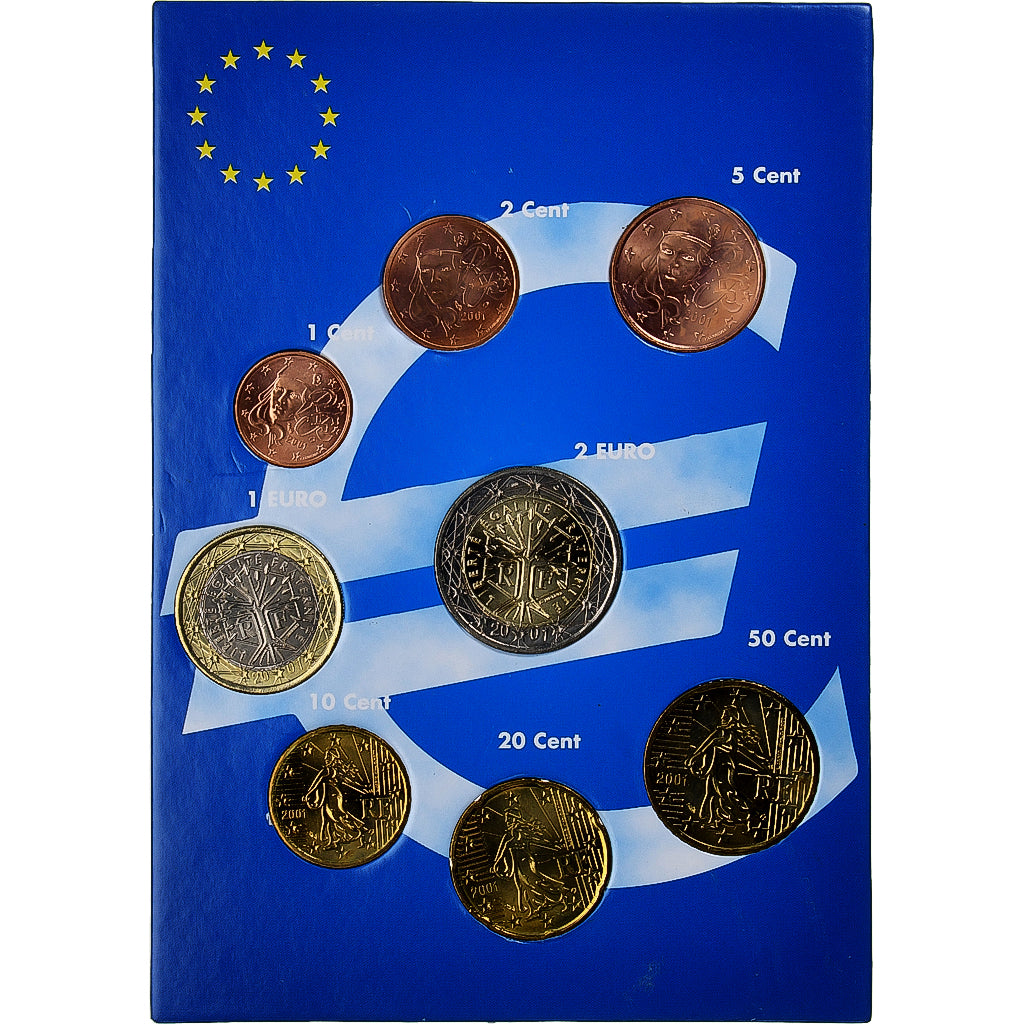 France, Set 1 ct. - 2 Euro, euro set, 2001, MS(63)