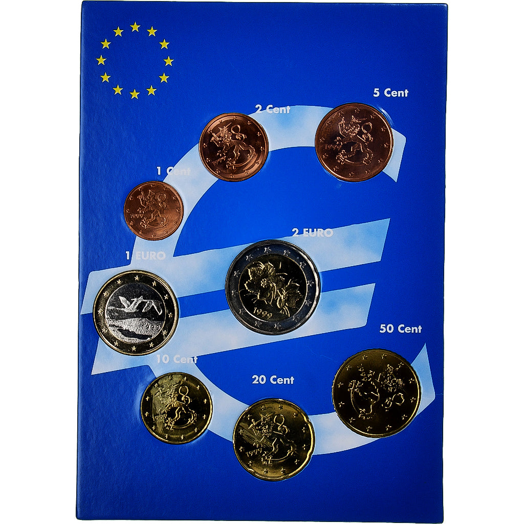 Finland, Set 1 ct. - 2 Euro, euro set, 1999, MS(63)