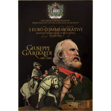 San Marino, 2 Euro, Giuseppe Garibaldi, Coin card.FDC, 2007, Rome, Bi-Metallic