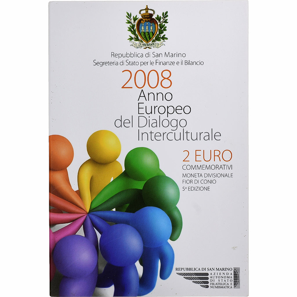 San Marino, 2 Euro, année européenne du dialogue interculturel, Coin card.FDC
