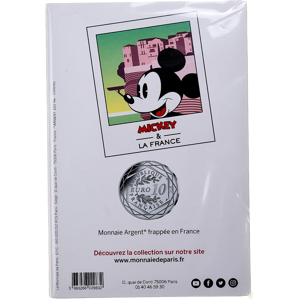 Francia, 10 Euro, Mickey (Corse), 2018, MDP, Argento, FDC