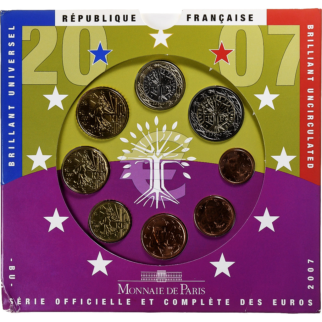 França, Coffret 1c. à 2€, BU, 2007, MDP, N/D, MS(65-70)