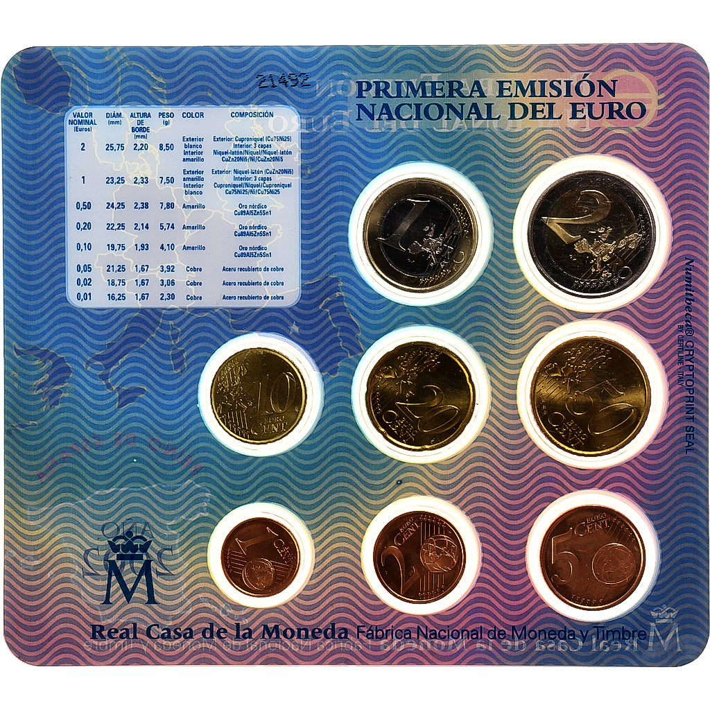 Spain, Set 1 ct. - 2 Euro, Coin card.FDC, 2002, Madrid, MS(65-70)