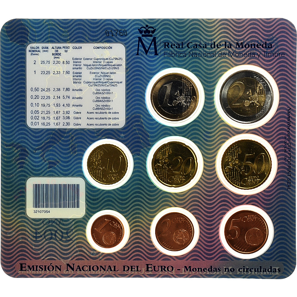 Spanien, Set 1 ct. - 2 Euro, Coin card.FDC, 2004, Madrid, STGL