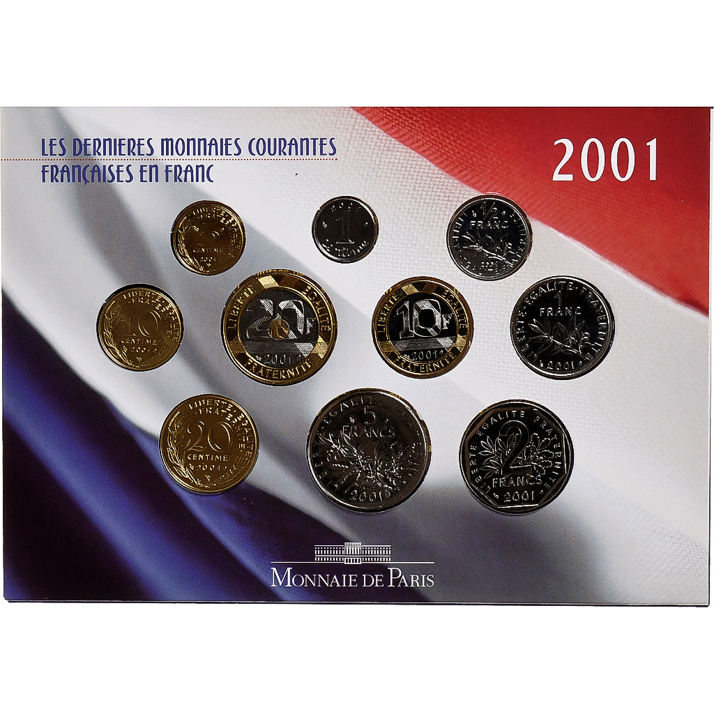 Frankreich, Coffret 1 c. à 20 frs., 2001, MDP, BU, STGL