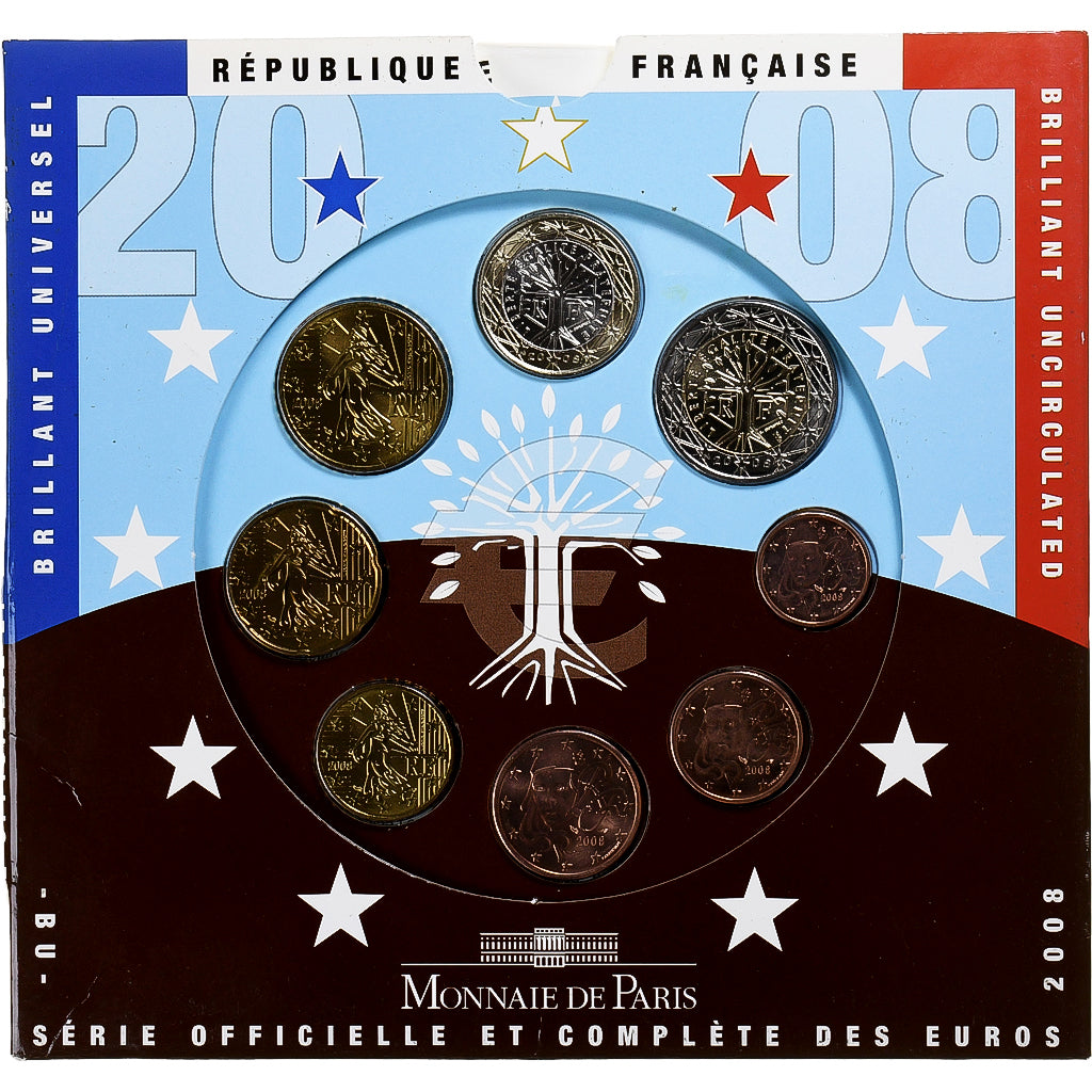 França, Coffret 1c. à 2€, BU, 2008, MDP, N/D, MS(65-70)