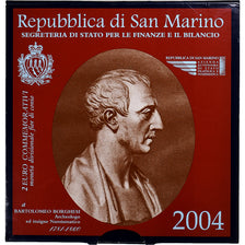Saint Marin , 2 Euro, Bartolomeo Borghesi, Coin card.FDC, 2004, Rome