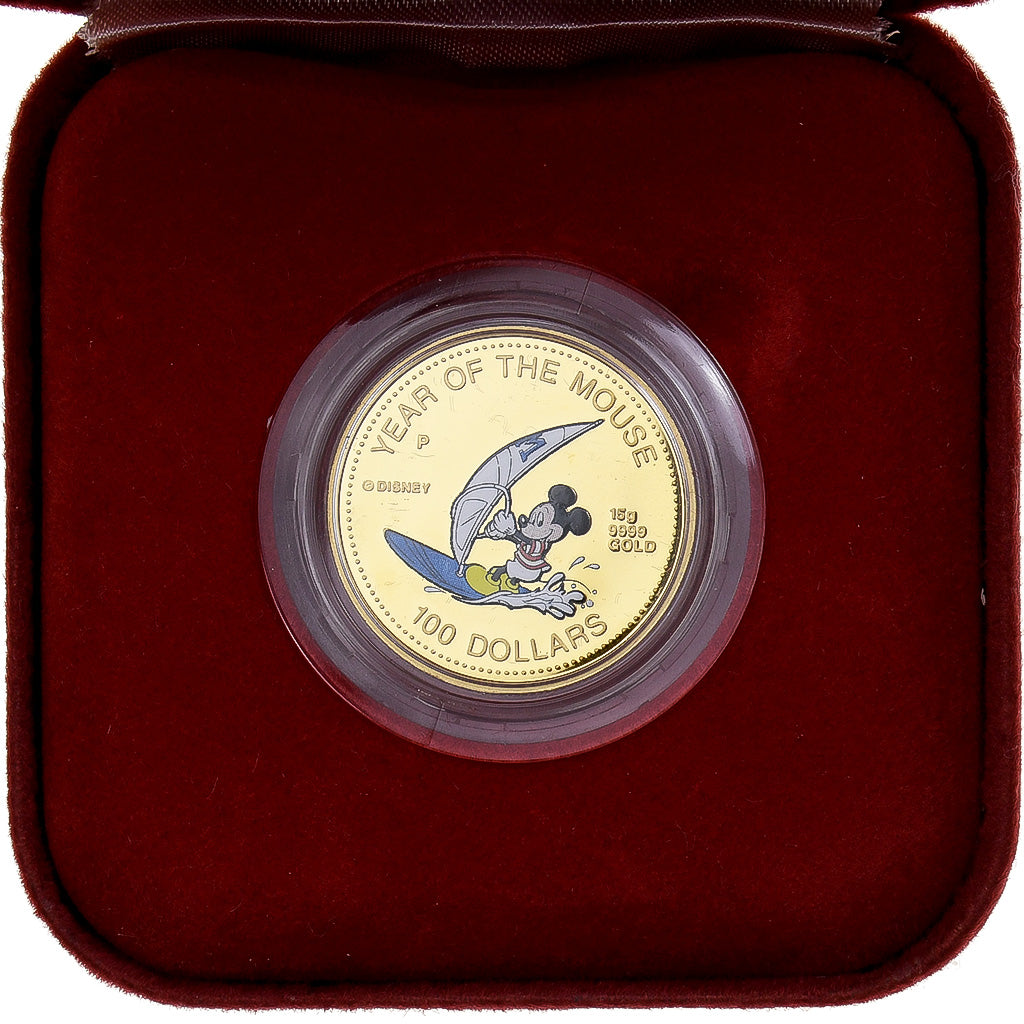 Cook Islands, 100 Dollars, Year of the Mouse, 1996, Perth, Proof, Colorized