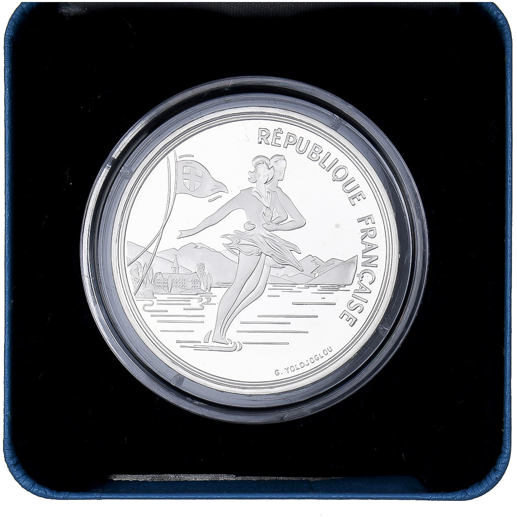 France, 100 Francs, Albertville 92, Patinage artistique, 1989, MDP, BE, Argent