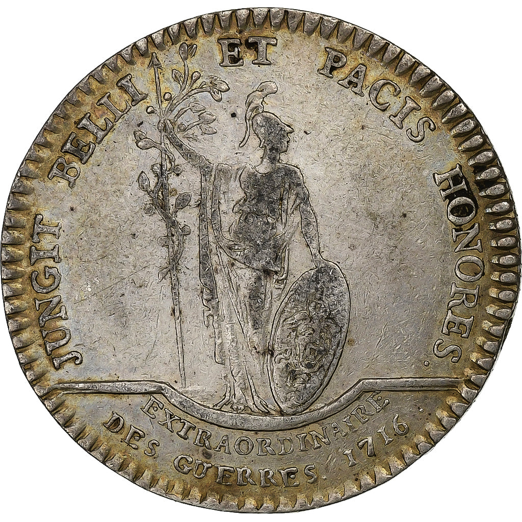 França, Token, Luís XV, Extraordinaire des Guerres, 1716, Prata, AU(50-53)