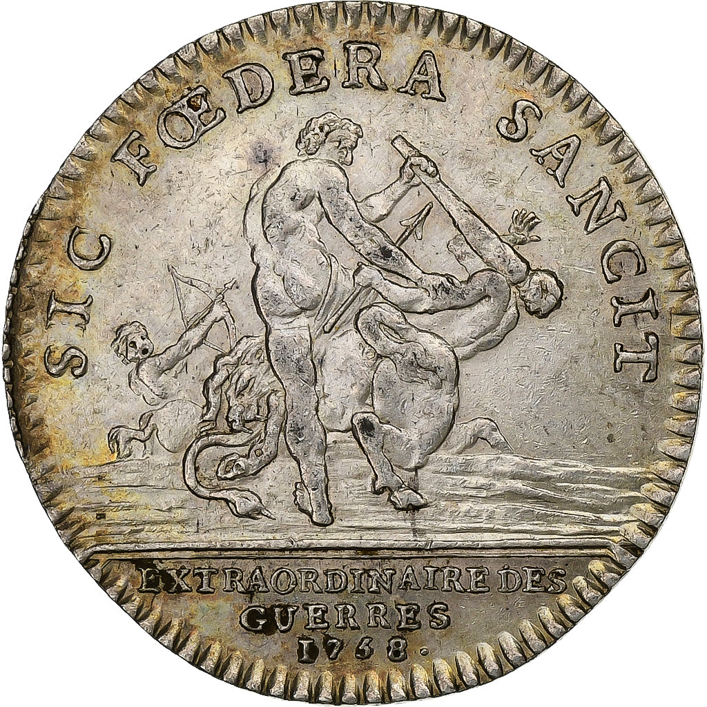 France, Token, Louis XV, Extraordinaire des Guerres, 1758, Silver, AU(55-58)