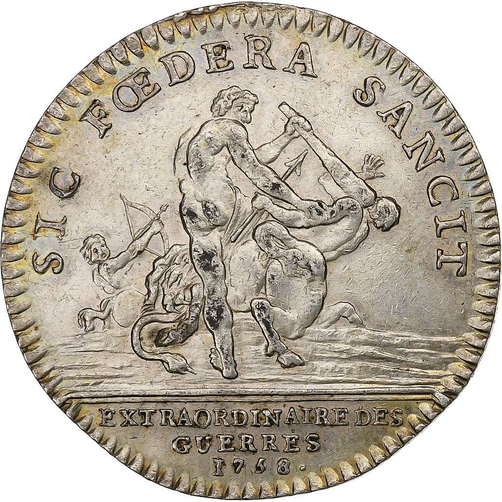 France, Jeton, Louis XV, Extraordinaire des Guerres, 1758, Argent, SUP