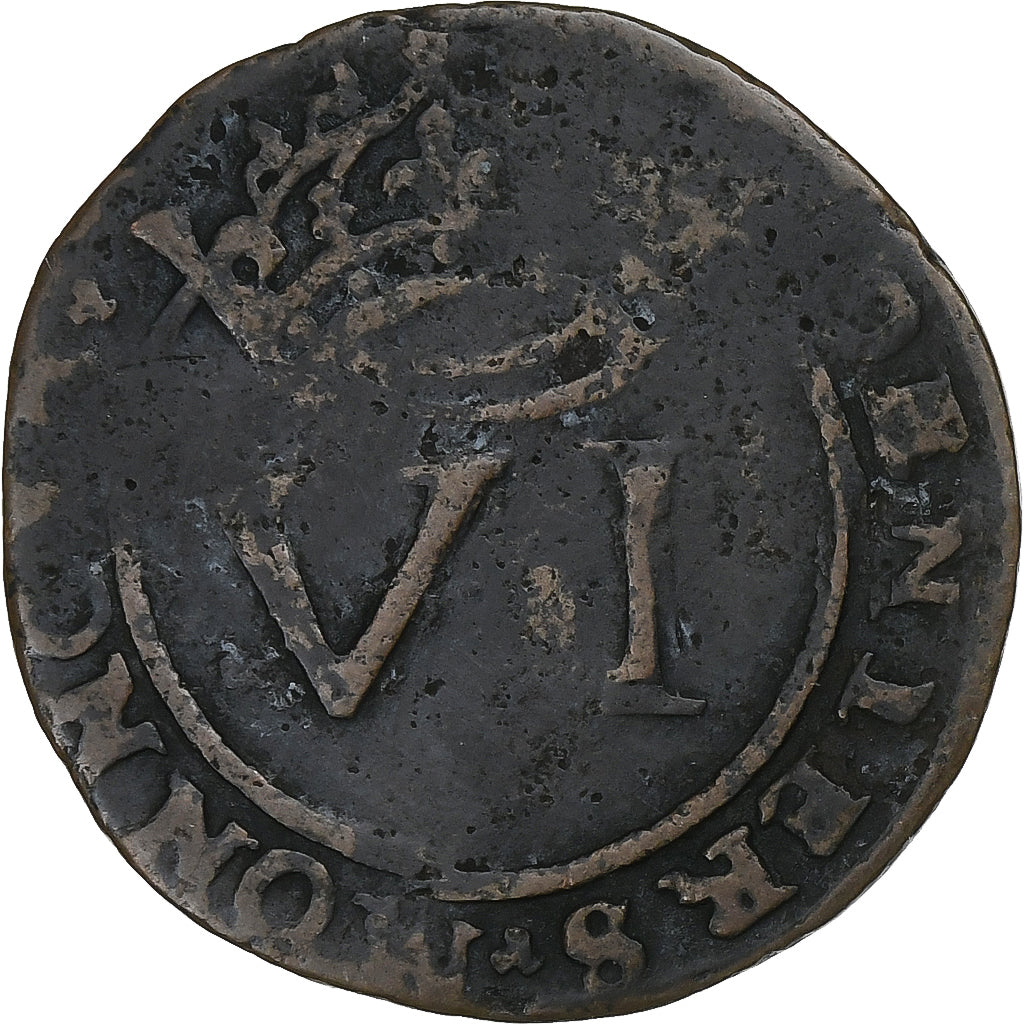 County of Cambrai, Jean de Montluc, 6 Deniers, 1588, Cambrai, Cobre, BC+