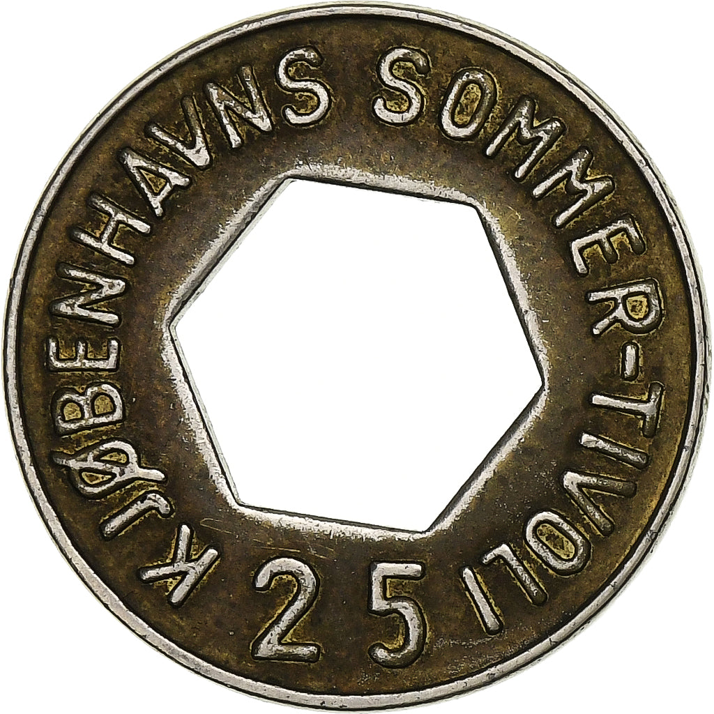 Danimarca, 25 Öre, Copenhagen's Summer Tivoli, n.d., Acciaio, SPL-