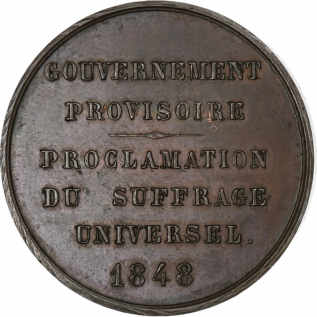 France, Medal, Ledru Rollin, Gouvernement Provisoire, 1848, Copper, MS(60-62)