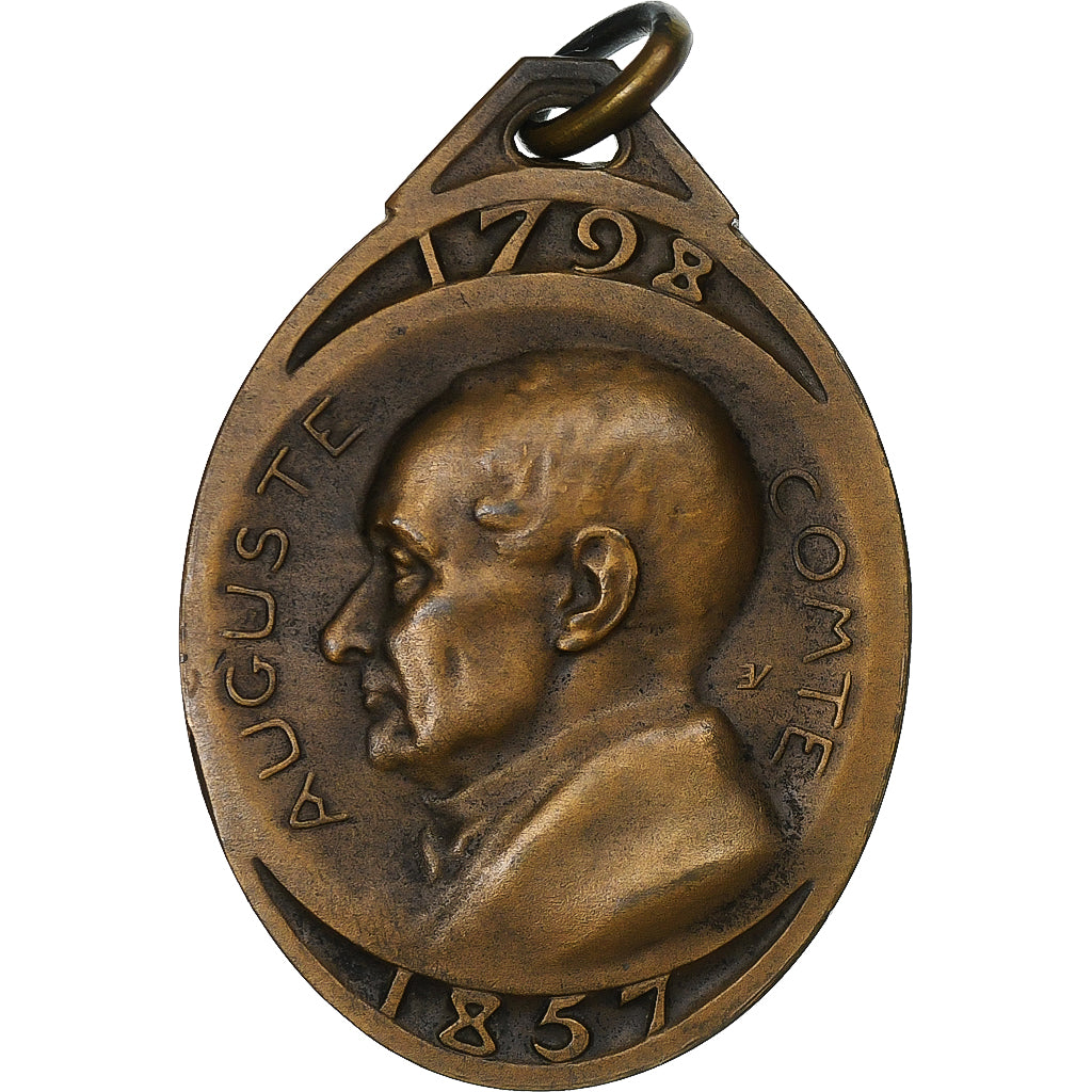 France, Medal, Auguste Comte, n.d., Bronze, AU(55-58)