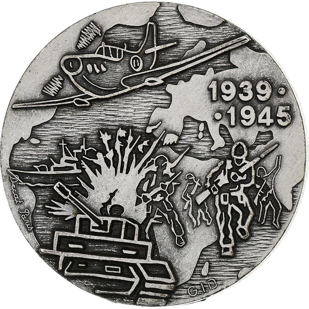 France, Medal, Médaille commémorative de 1939-1945, n.d., Iron, Decat