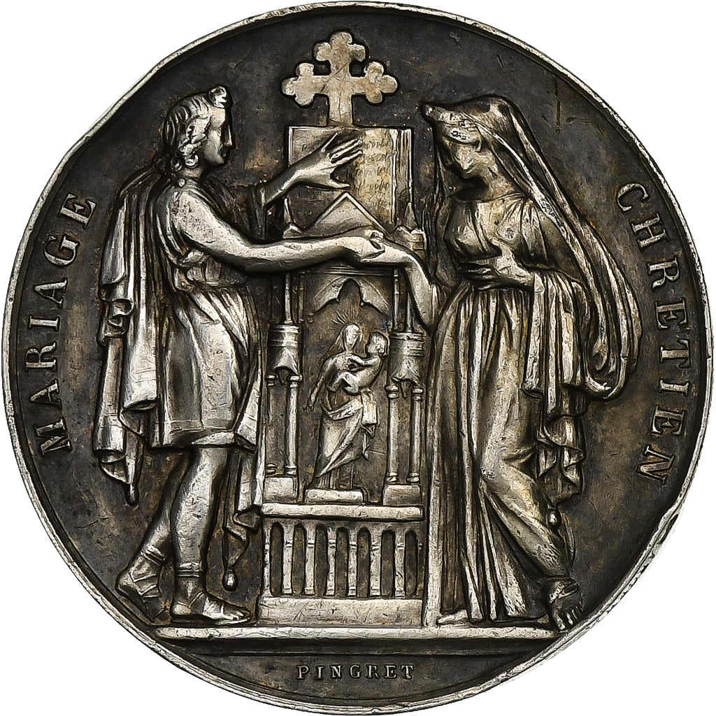 France, Médaille de mariage, Religion, Mariage Chrétien, n.d., Argent, SUP