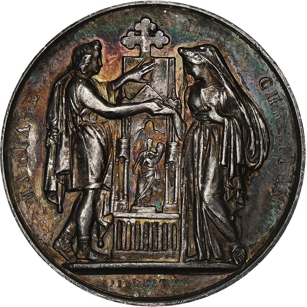 France, Médaille de mariage, Religion, Mariage Chrétien, n.d., Argent, SUP
