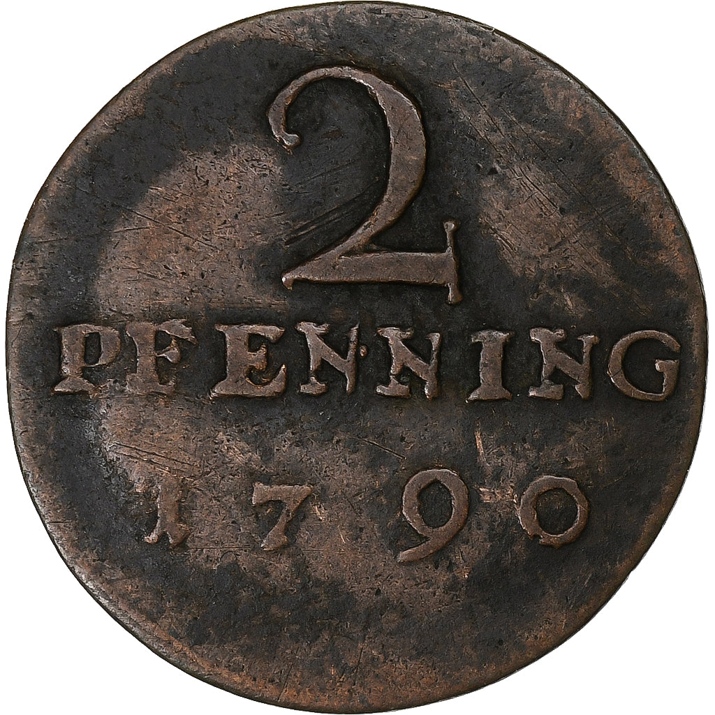 Cathedral chapter of Münster, 2 Pfennig, 1790, Munster, Copper, VF(30-35)
