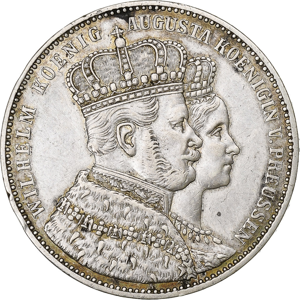 Kingdom of Prussia, Wilhelm I, Krönungstaler, 1861, Berlin, Argento, BB+