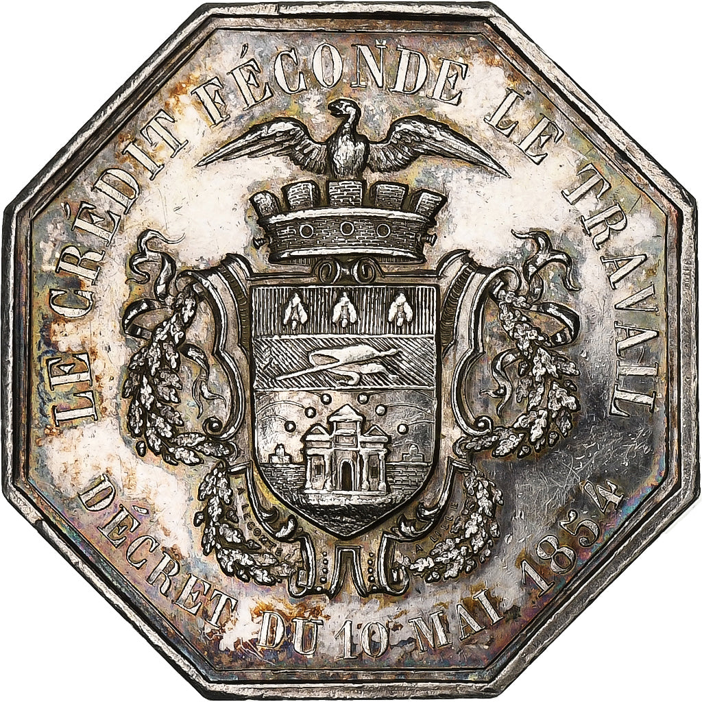 France, Token, Comptoir d'Escompte de l'arrondissement de Lille, 1854, Silver
