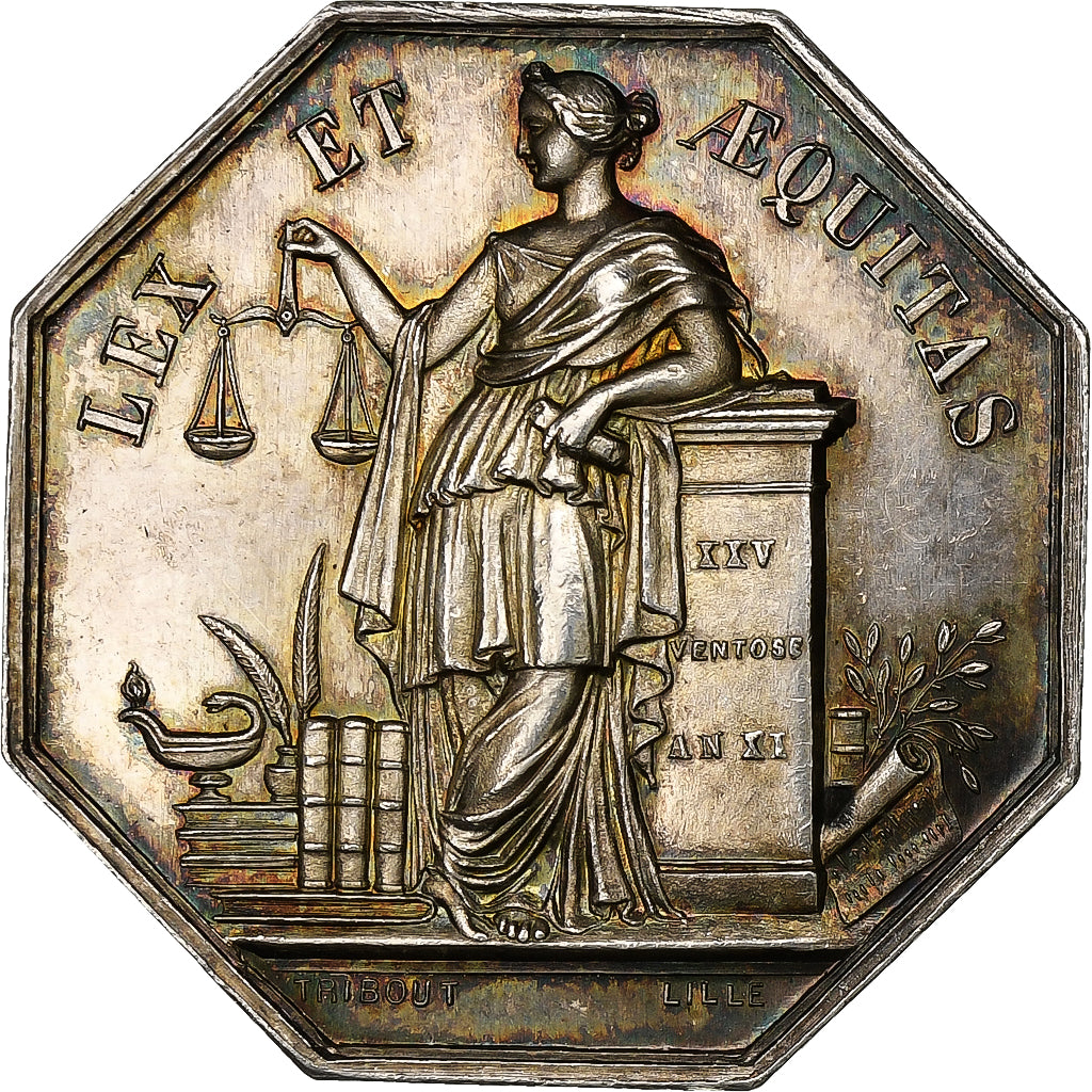 Francja, Token, Chambre des Notaires de l'Arrondissement de Douai, AN 9, Srebro
