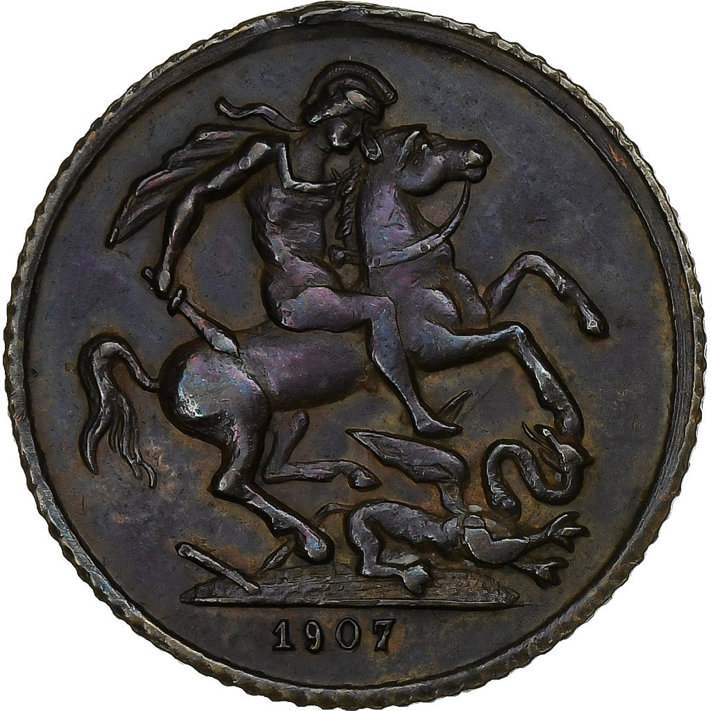 Royaume-Uni, Jeton, Edward VII, Sovereign imitation, 1907, Cuivre, SUP