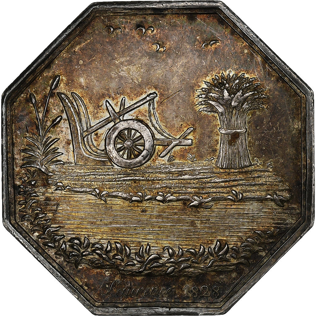 France, Token, Compagnie générale de desséchement, 1828, Silver, AU(55-58)