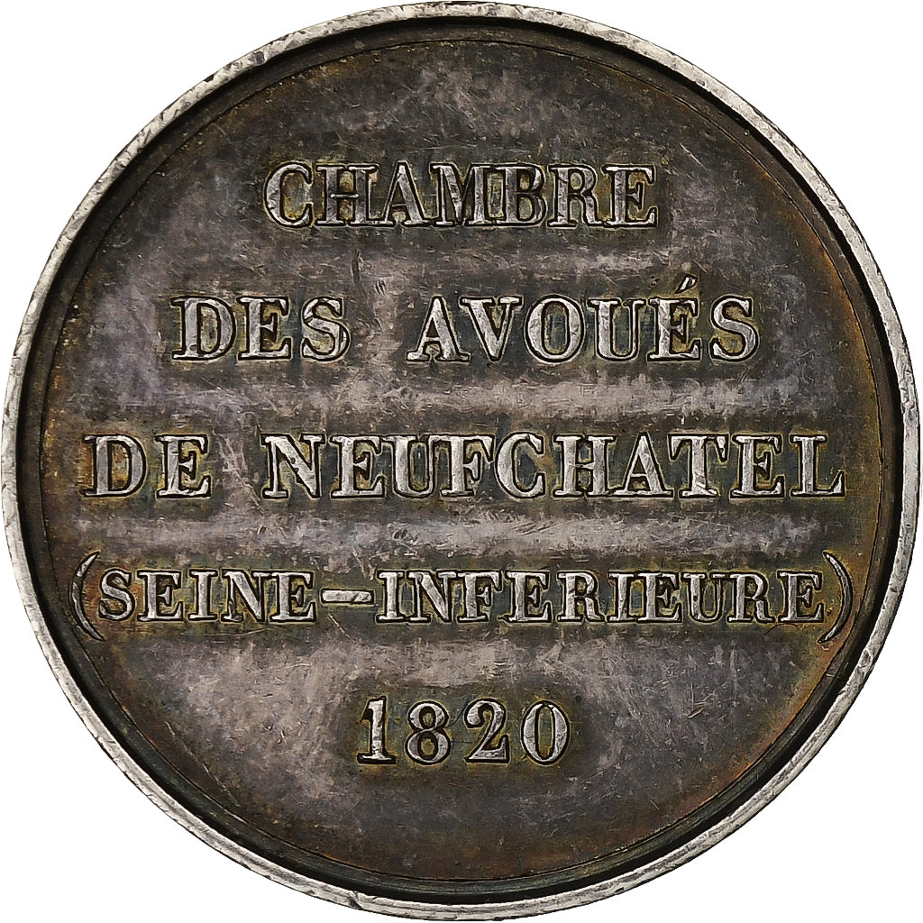 France, Token, Chambre des avoués de Neufchatel, 1820, Silver, AU(55-58)