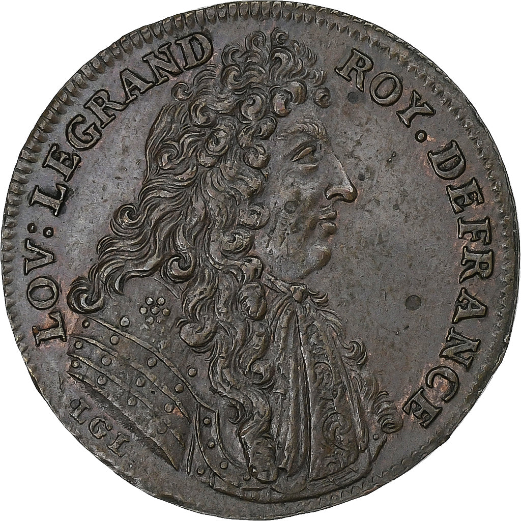 France, Jeton, Louis XIV, Trésor Royal, n.d., Cuivre, SUP, Feuardent:1909