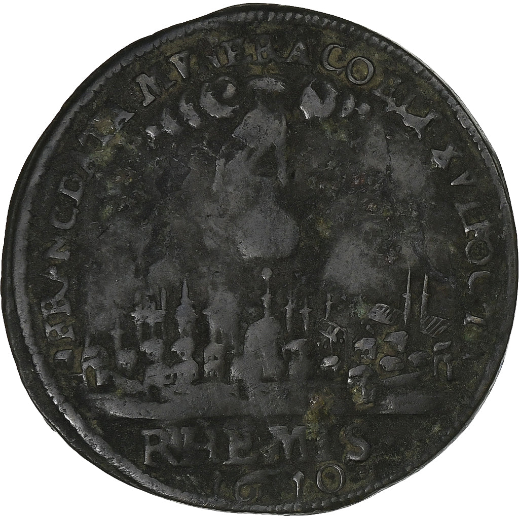 France, Token, Louis XIII, Sacre à Reims, 1610, Copper, EF(40-45)