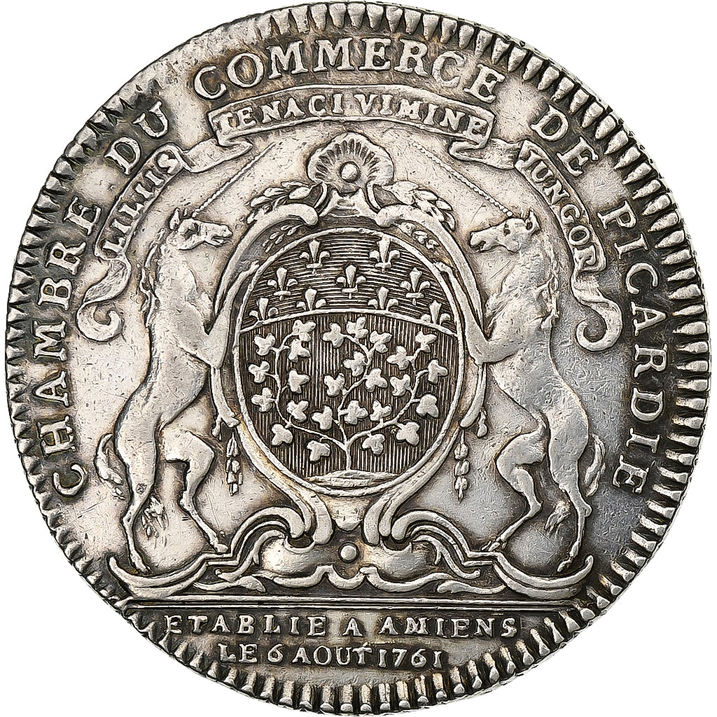 France, Token, Chambre du commerce de Picardie, 1761, Silver, AU(50-53)