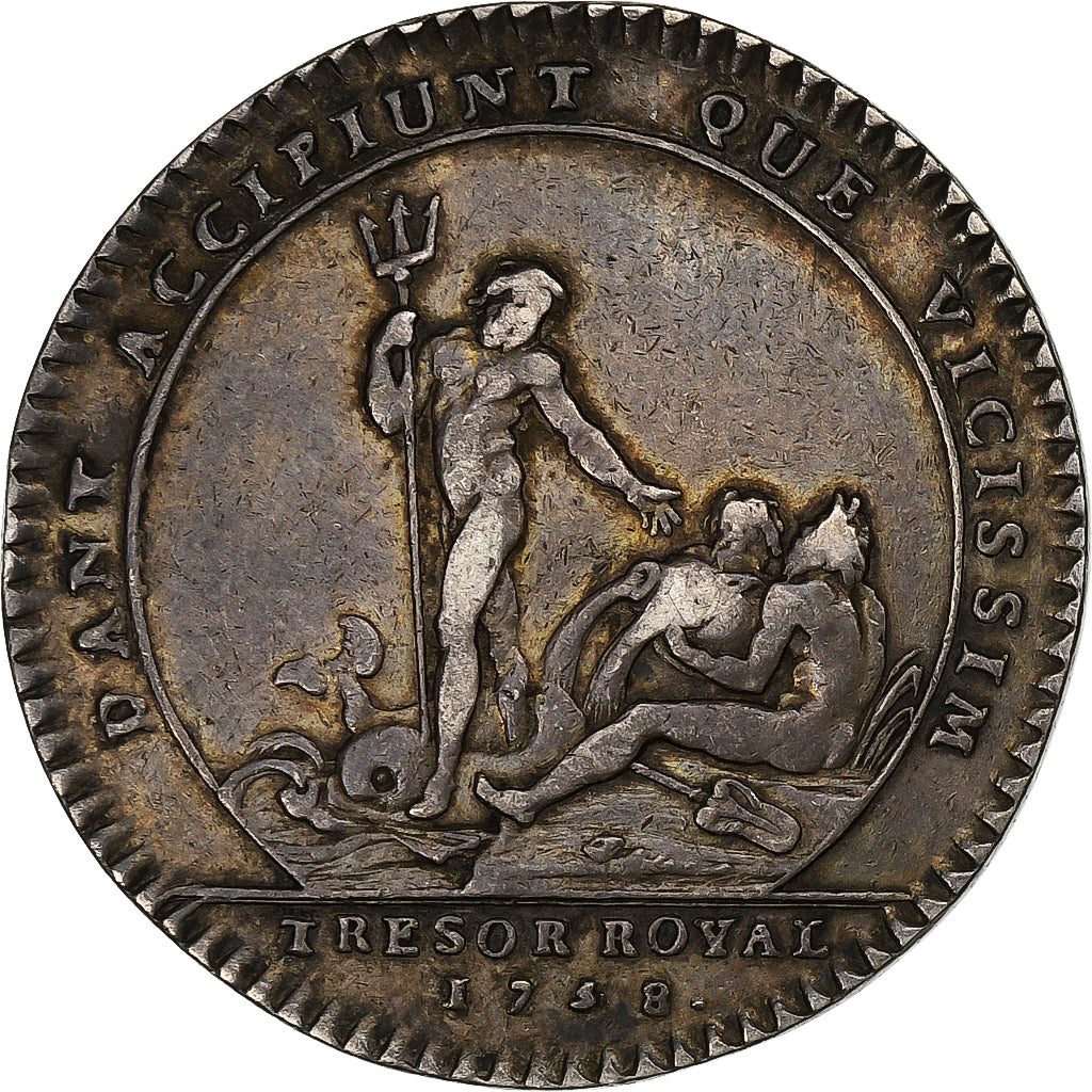 Frankrijk, Token, Louis XV, Trésor Royal, 1758, Zilver, ZF+, Feuardent:2098