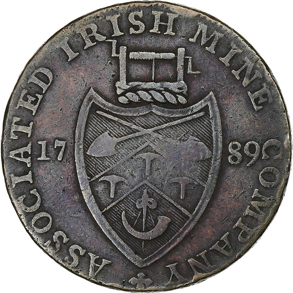 Verenigd Koninkrijk, 1/2 Penny, Cronebane, Irish Mine Company, 1789, Koper, ZF