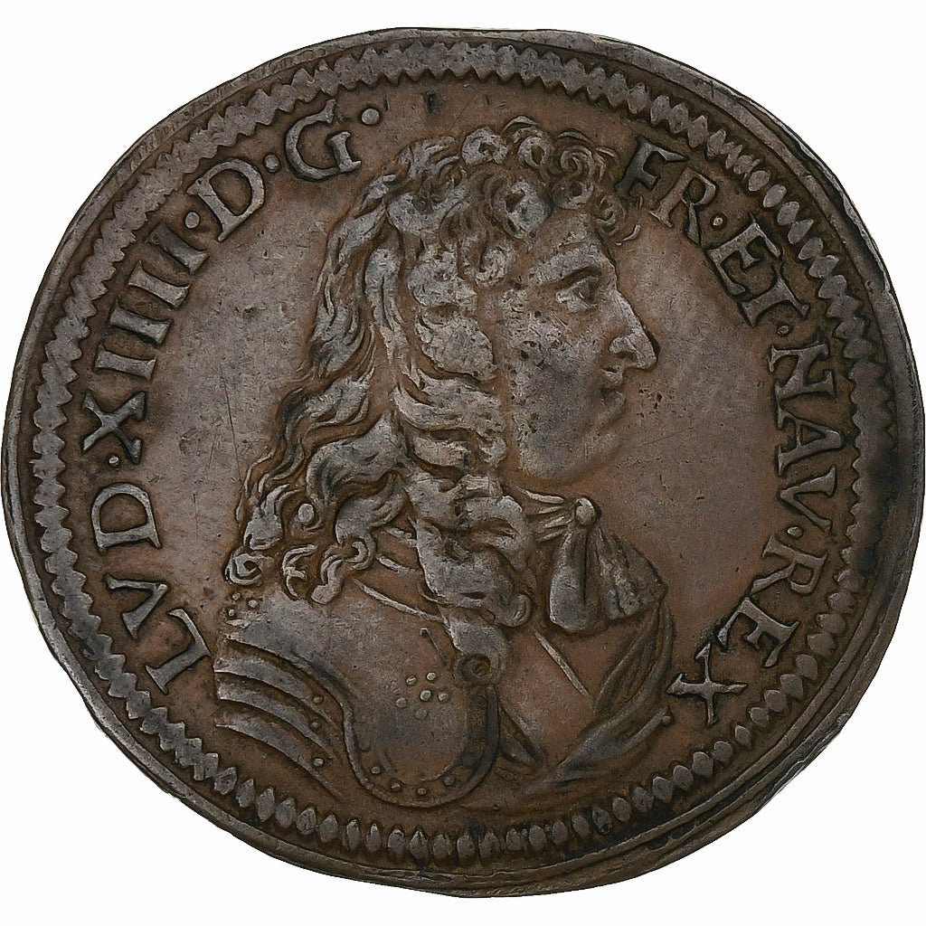 France, Token, Louis XIV, Bâtiments du roi, 1676, Copper, EF(40-45)