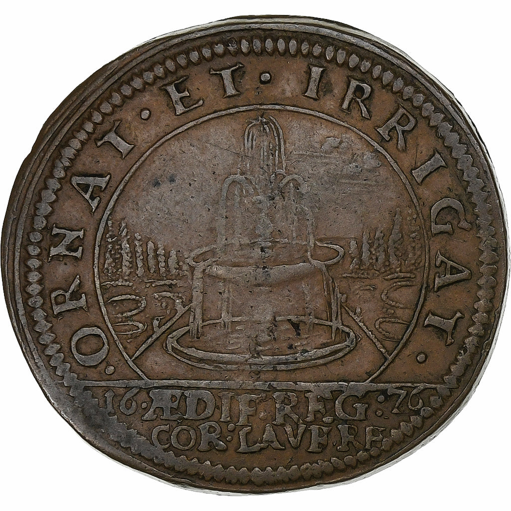 France, Token, Louis XIV, Bâtiments du roi, 1676, Copper, EF(40-45)