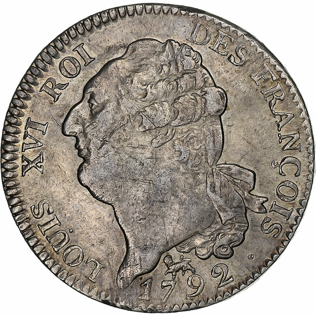 France, Louis XVI, Ecu de 6 Livres, 1792 / AN 4, Paris, Variété, Argent, TTB+