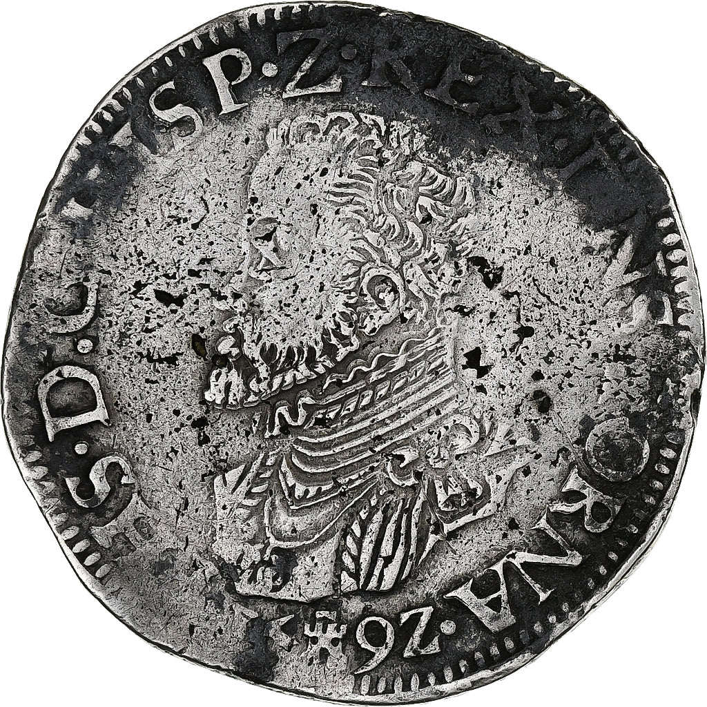 Spanish Netherlands, Philip II, Ecu Philippe - Philipsdaalder, 1592, Tournai
