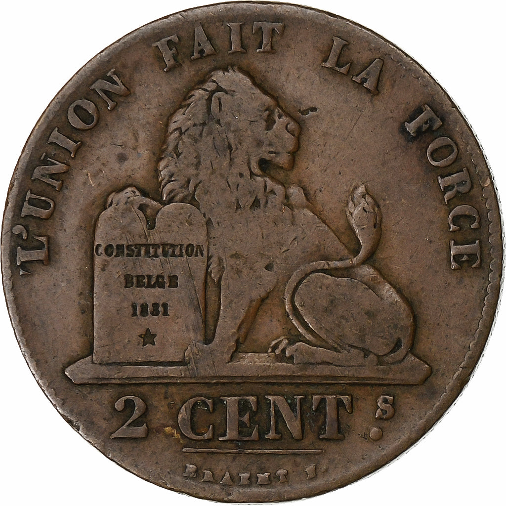 België, Leopold I, 2 Centimes, 1847, Brussels, Koper, FR+, KM:4.2